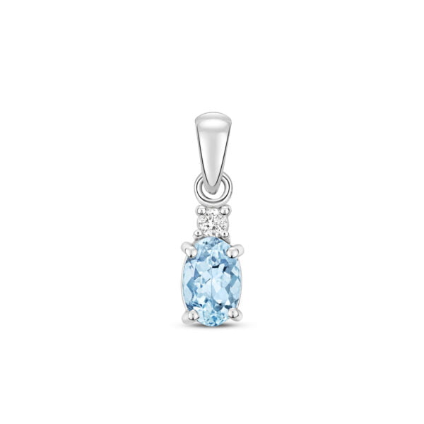 9 carat white gold aquamarine and diamond pendant