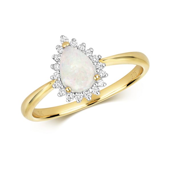 9 carat gold opal and diamond ring