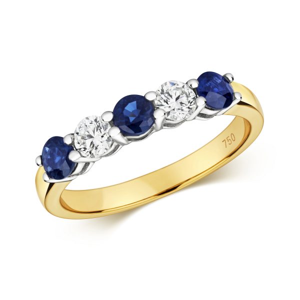 18 carat yellow gold sapphire and diamond eternity ring