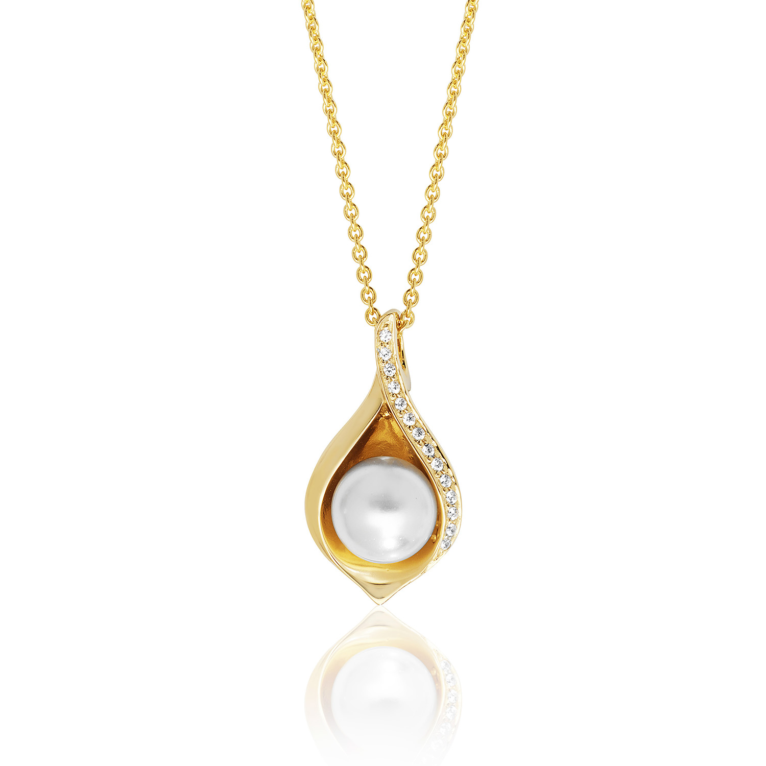 Gold Plated Pearl Pendant And Chain - Northumberland Goldsmiths