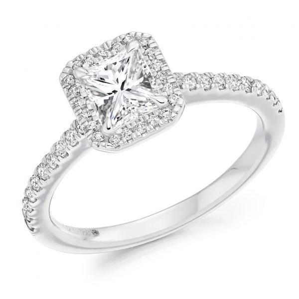 radiant cut diamond halo ring