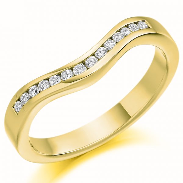 9 carat yellow gold diamond fitted half eternity ring