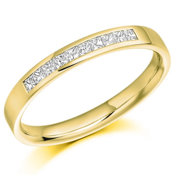 princess cut 9 carat yellow gold diamond eternity ring