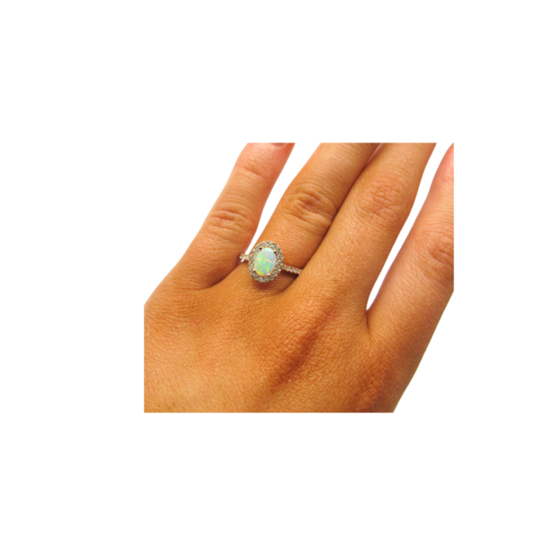 Rose Gold Opal And Diamond Cluster Ring - Image 2