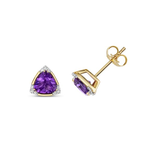 9 carat gold amethyst and diamond earrings