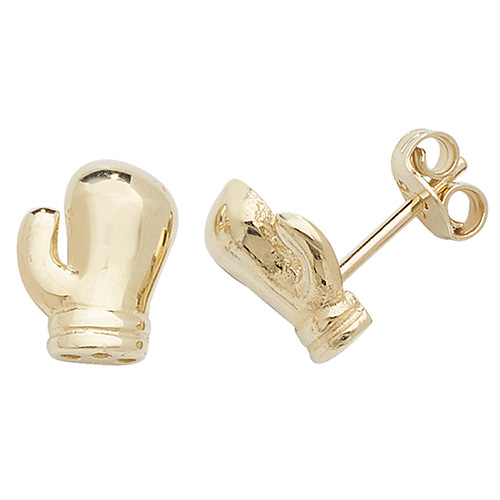 9 carat gold pair of boxing glove earrings