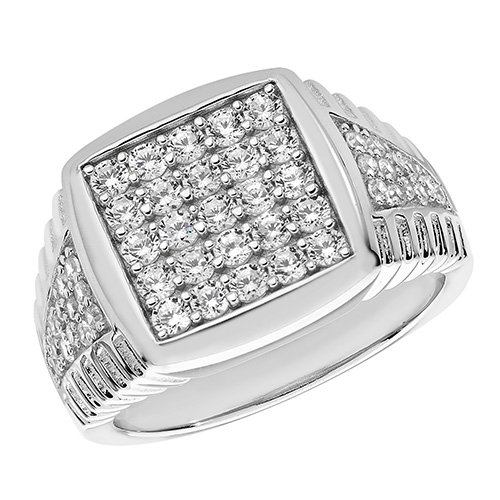 silver men's cz ring