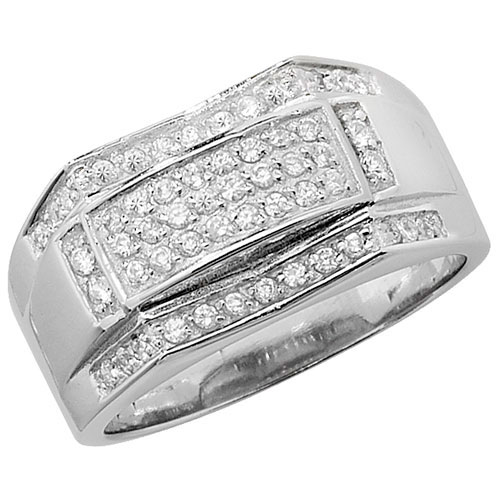 silver mens cz ring