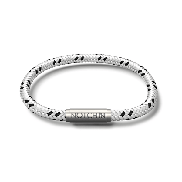 notch sleek silver cord bracelet