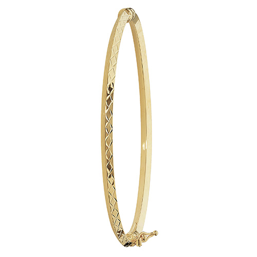 9 carat yellow gold diamond pattern bangle