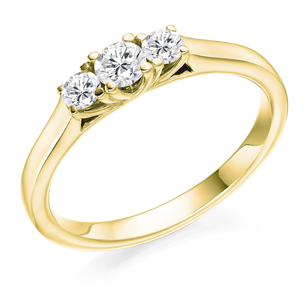 9ct Gold Three Stone Trilogy Ring