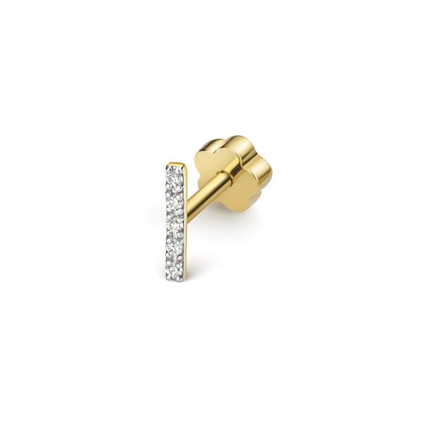 9 carat gold diamond cartilage bar stud