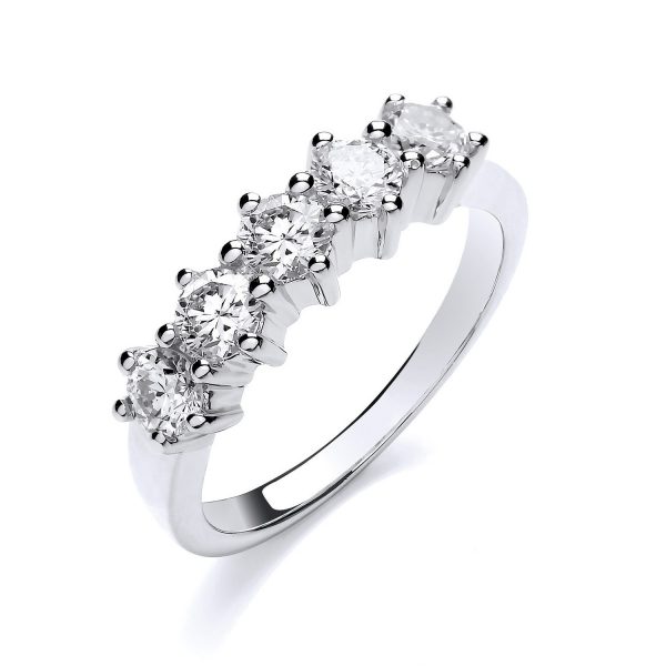 18 carat white gold diamond five stone ring 1 carat