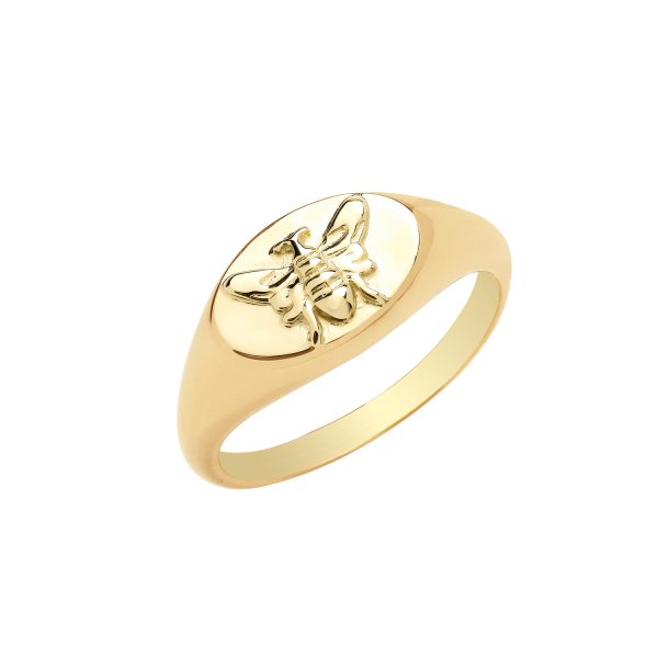 9 carat yellow gold bee signet ring