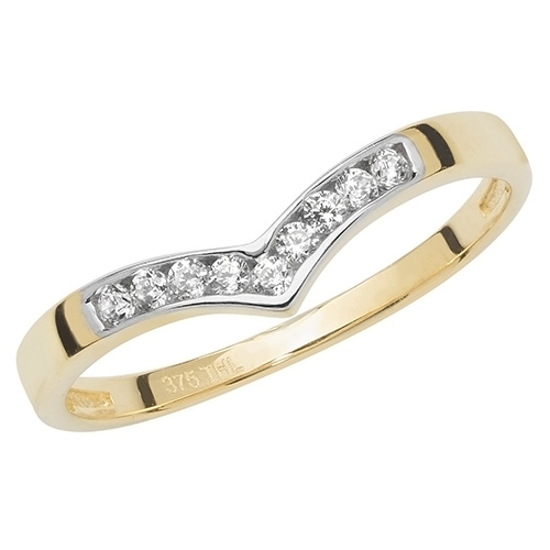 9 carat gold cz wishbone ring