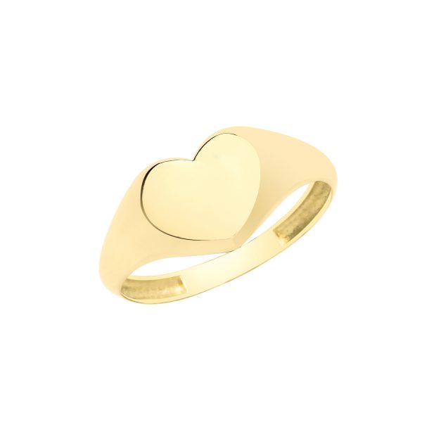 9 carat yellow gold heart signet ring