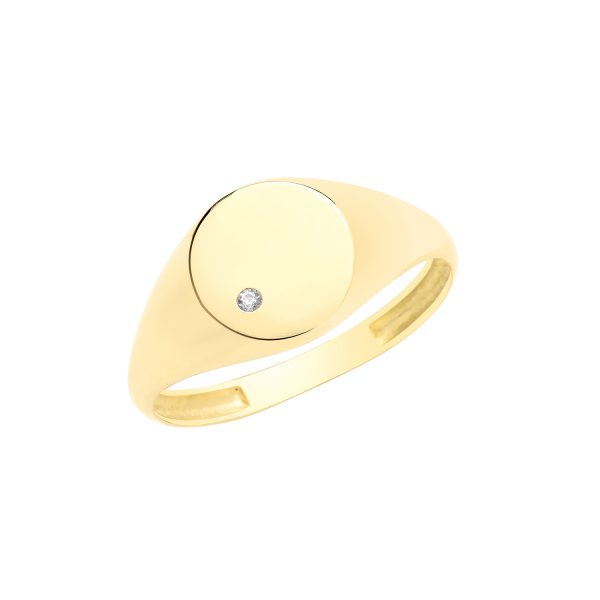 9 carat yellow gold round signet set with a cz