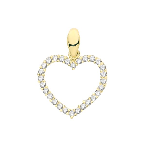 9 carat yellow gold cz pendant heart shape