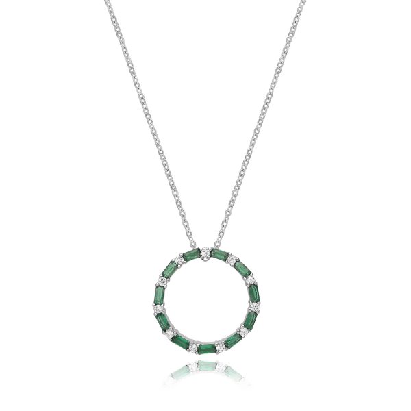 sterling silver emerald cz pendant and chain