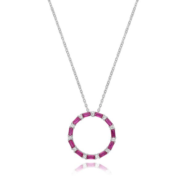 silver ruby cz pendant and chain