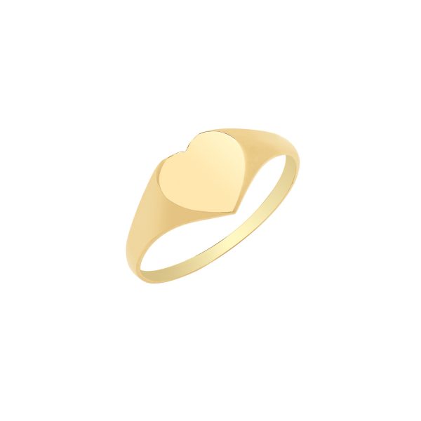 9 carat yellow gold heart signet ring