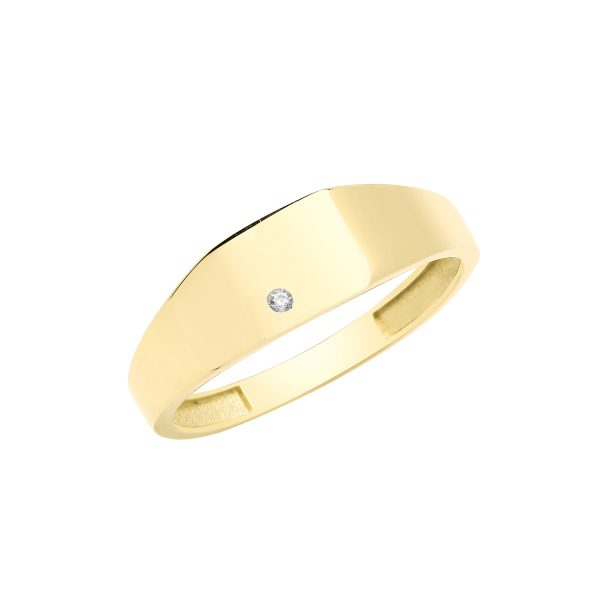 9 carat yellow gold cz square signet ring
