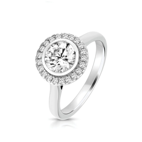 Silver Round Halo Style Ring