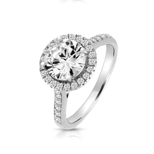 Silver Round Halo Style Ring