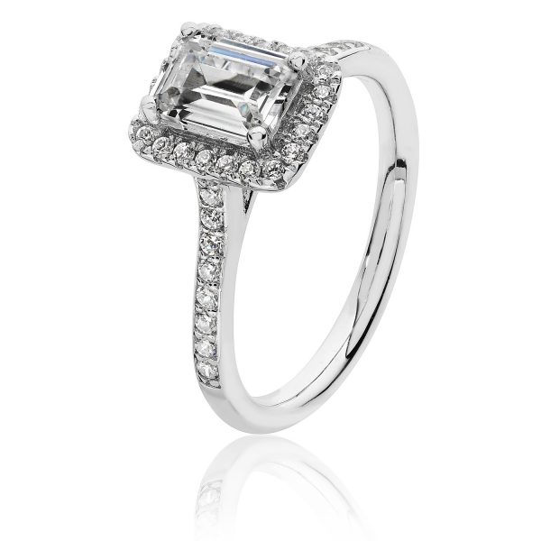 sterling silver cz halo ring