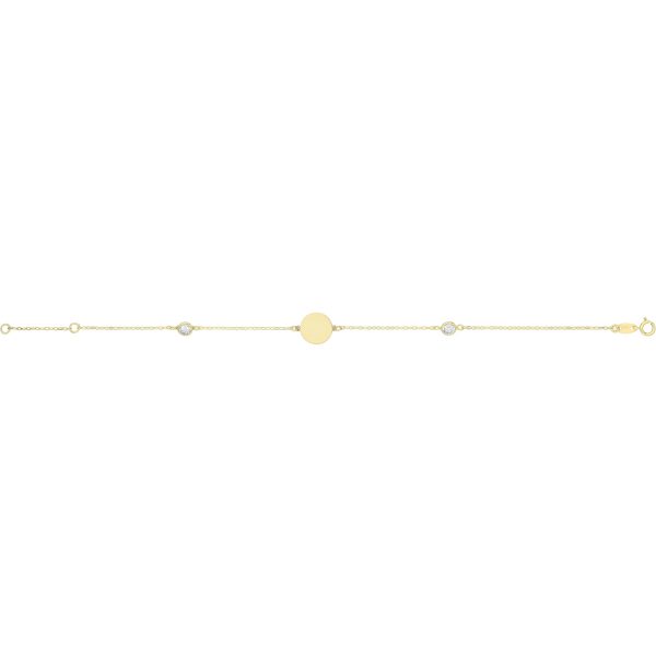 9 carat yellow gold cz circle id bracelet