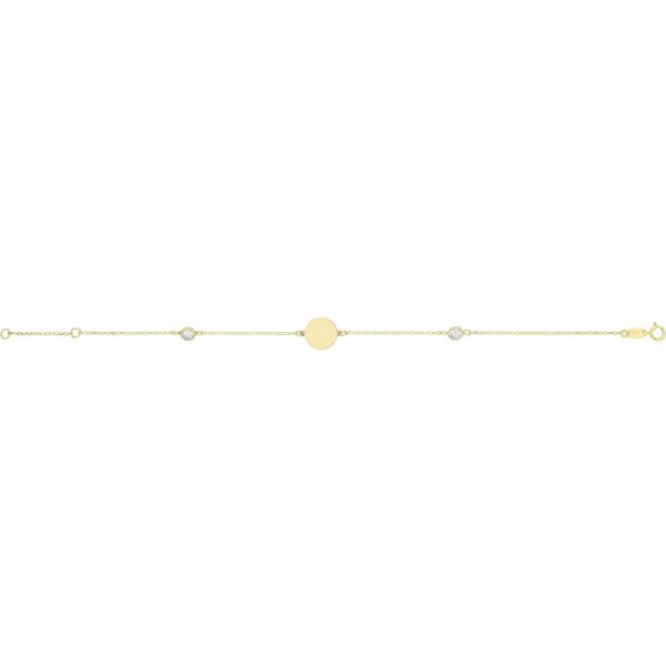 9 carat yellow gold cz circle id bracelet