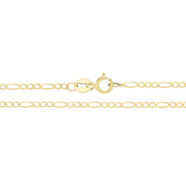 9CT YELLOW GOLD FIGARO BRACELET