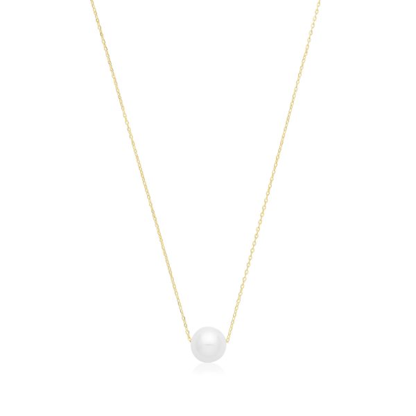 Twisted 9ct Gold Freshwater Pearl Pendant Necklace | Jewellerybox.co.uk