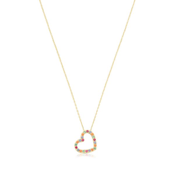 9 carat yellow gold multicoloured cz necklace