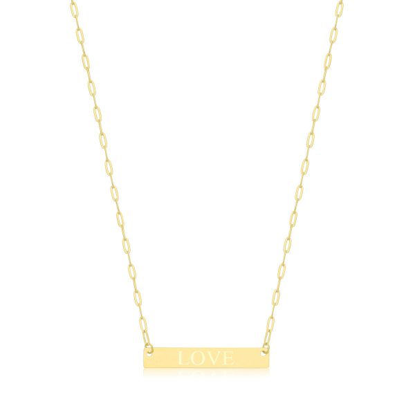 9 carat yellow gold love bar necklace pendant and chain