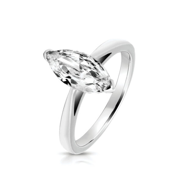Silver Marquise CZ Solitaire Ring