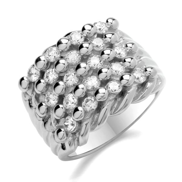 sterling silver keeper ring with cubic zirconias