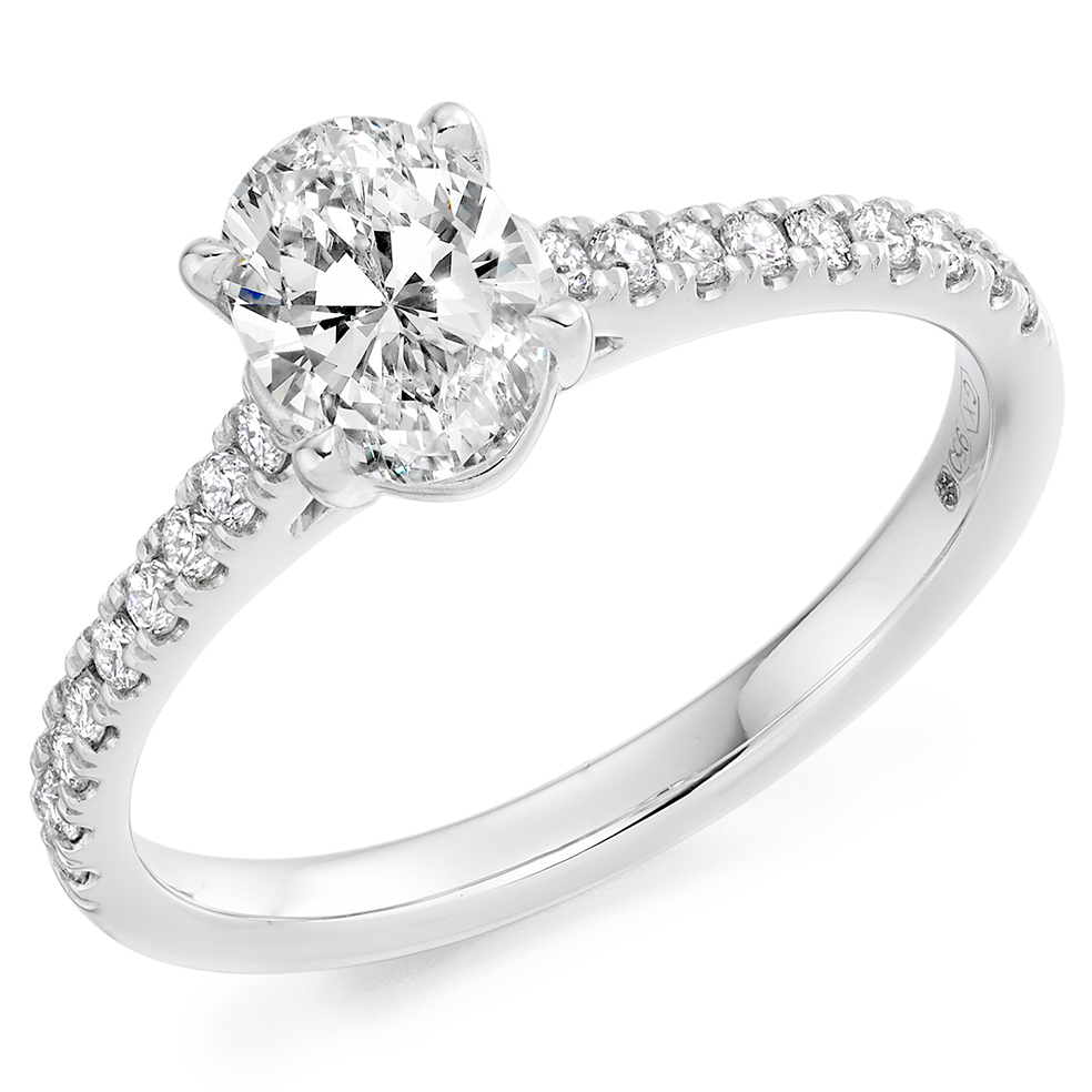 9ct White Gold Cubic Zirconia Solitaire Double Shoulder Ring by Gorgeous  Gold | Look Again
