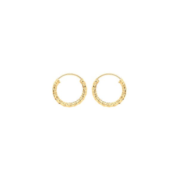 9 carat gold 9mm twisted sleeper earrings