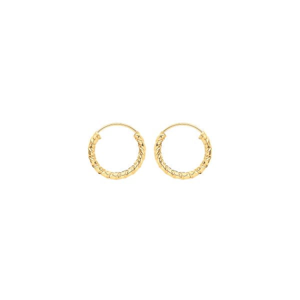 9 carat gold 9mm twisted sleeper earrings