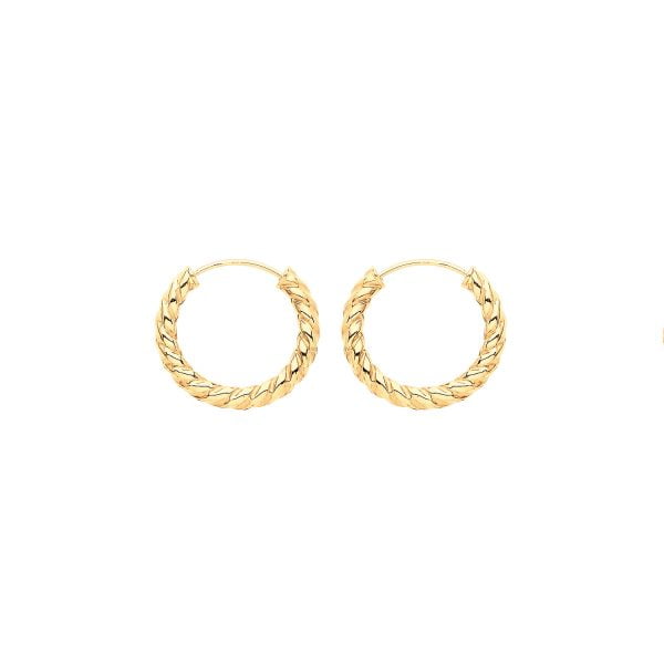 9 carat yellow gold twisted sleeper earrings