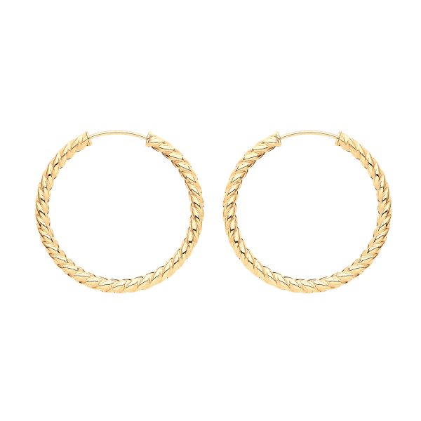9 carat yellow gold twisted sleeper earrings 21mm