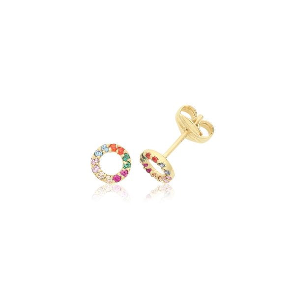 9 carat gold multicoloured stone earrings