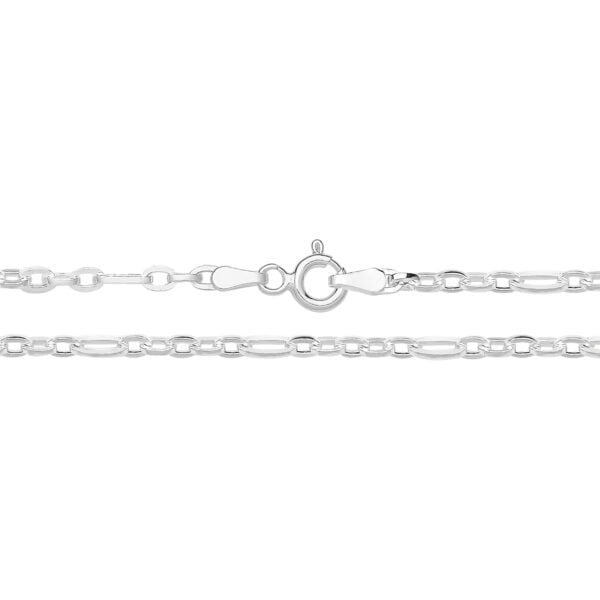sterling silver figaro and paperclip chain anklet