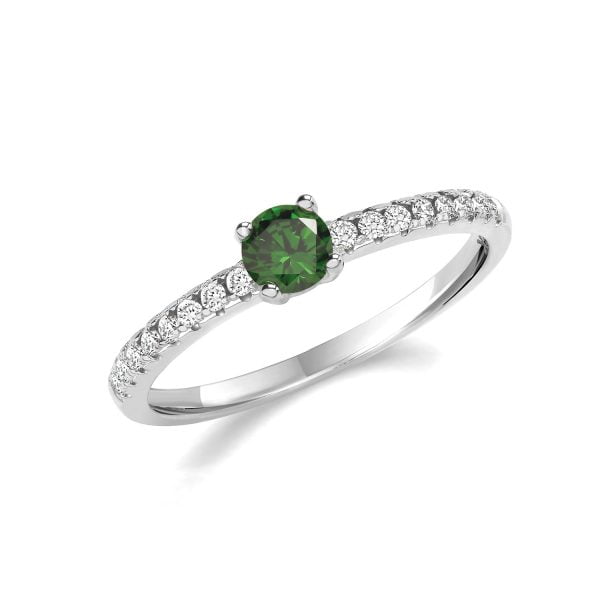 sterling silver green and white cz ring