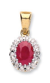 9 carat yellow gold ruby and diamond pendant