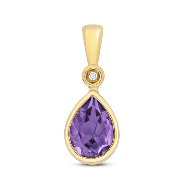 9 carat yellow gold amethyst and diamond pendant