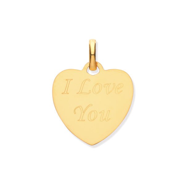 9 carat yellow gold i love you pendant