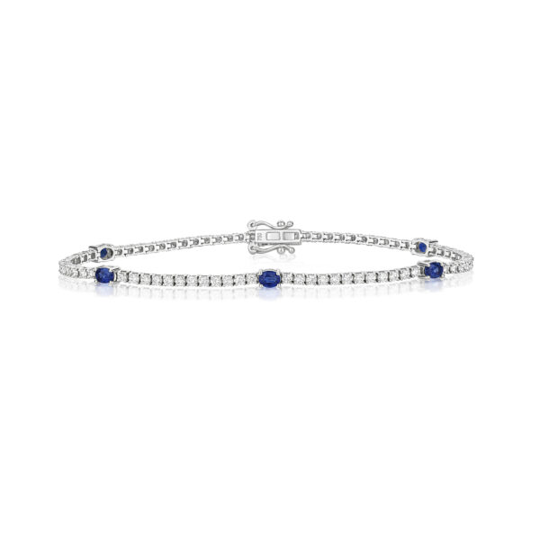 18 carat white gold diamond and sapphire bracelet