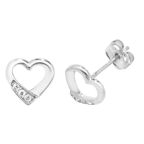 9 carat white gold heart earrings